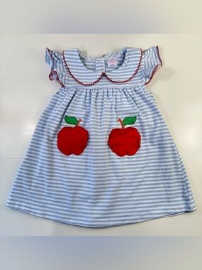 Stitchy Fish Striped Apple Pocket Dress 24M